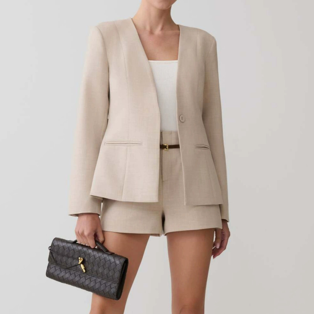 Forever 21 Chic Fitted Apricot Office Shorts 2-Piece Set